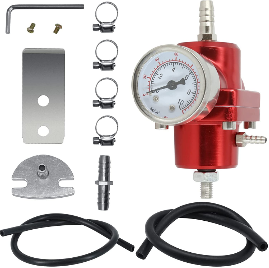 2021 Fashion Auto Adjustable Fuel Pressure Regulator Kit with Gas Hose and Psi Gauge Universal