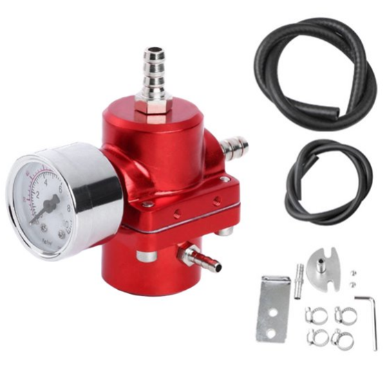 2021 Fashion Auto Adjustable Fuel Pressure Regulator Kit with Gas Hose and Psi Gauge Universal