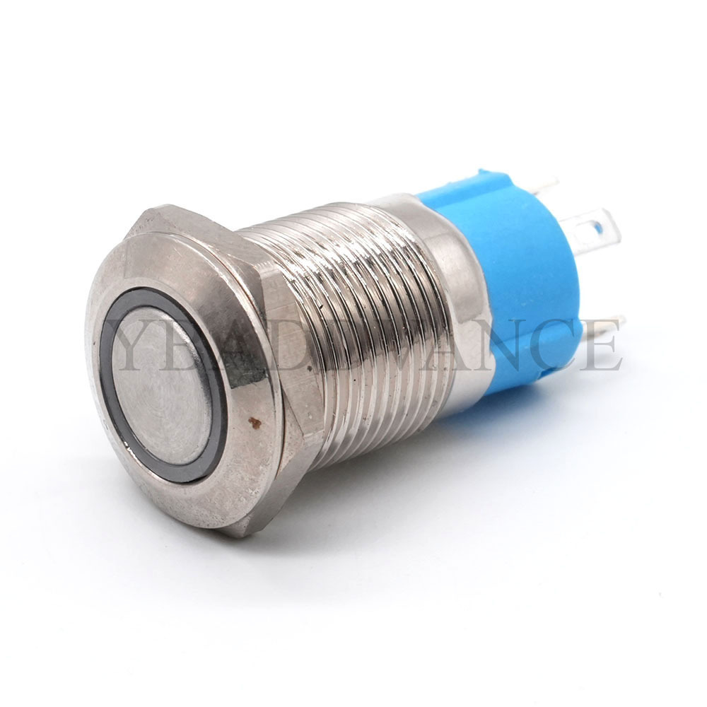 Waterproof Rotary Metal Self-locking Push Button Switches 12mm 12V With Light For Car Truck