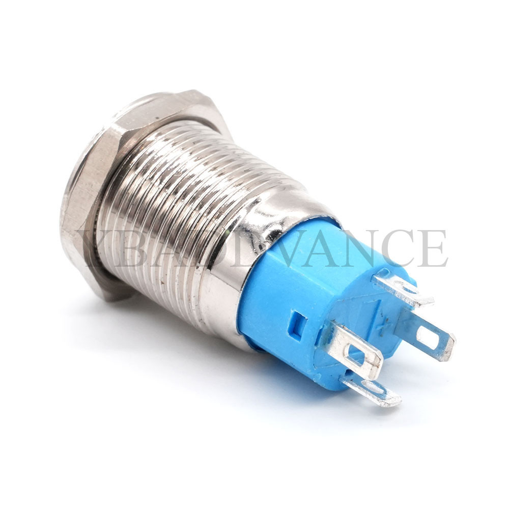 Waterproof Rotary Metal Self-locking Push Button Switches 12mm 12V With Light For Car Truck