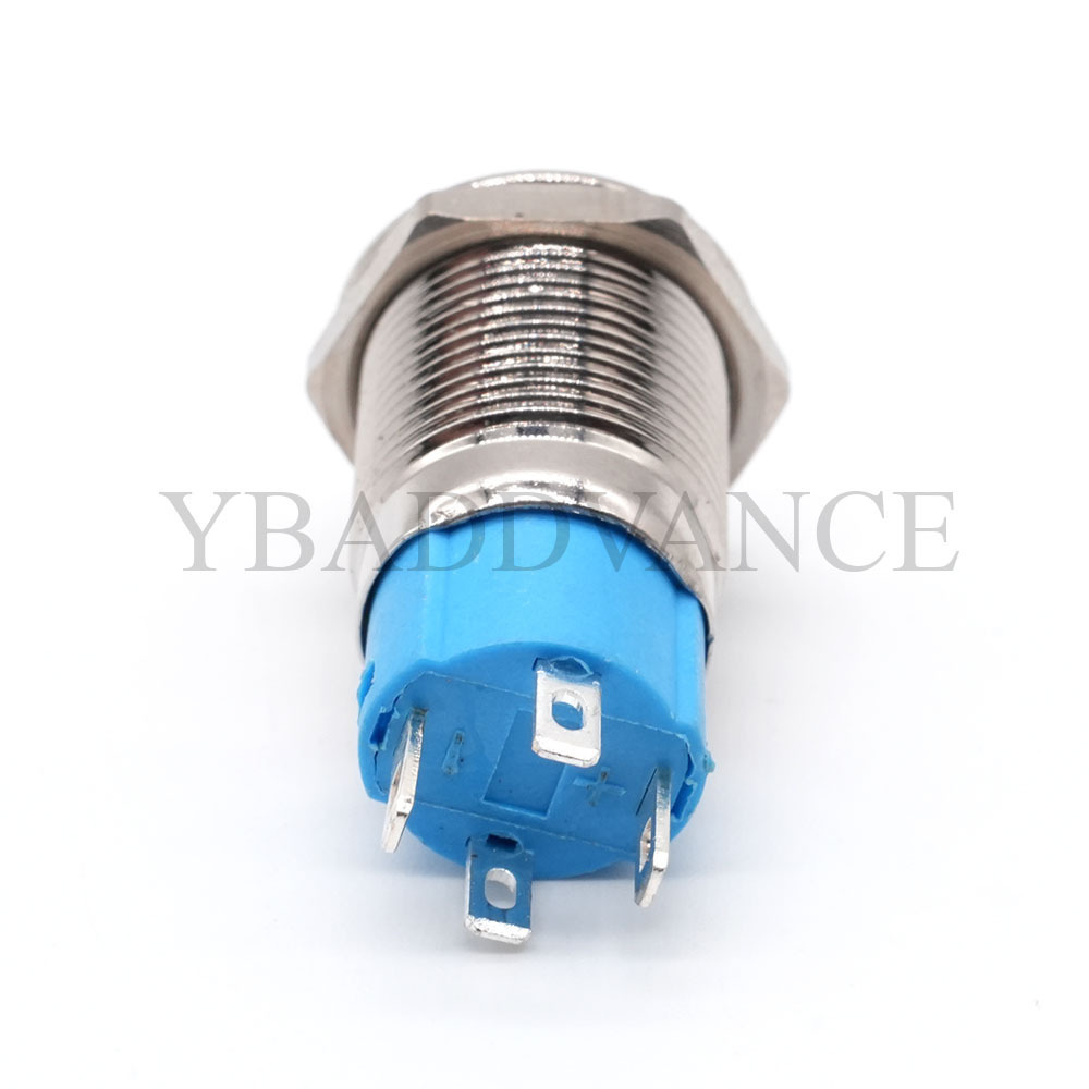 Waterproof Rotary Metal Self-locking Push Button Switches 12mm 12V With Light For Car Truck