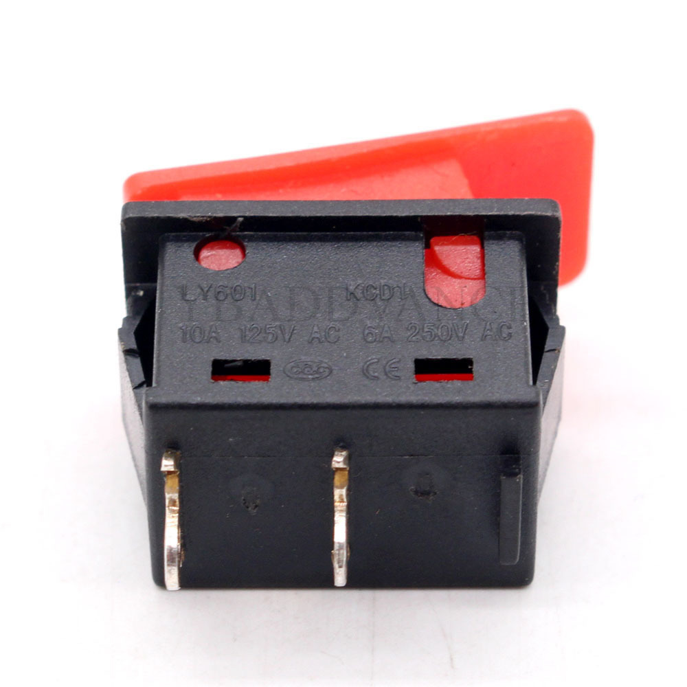 KCD1 LY601 SPST Momentary Horn Electric Red Rocker Switch 2 Pin 10A/125VAC 6A/250VAC