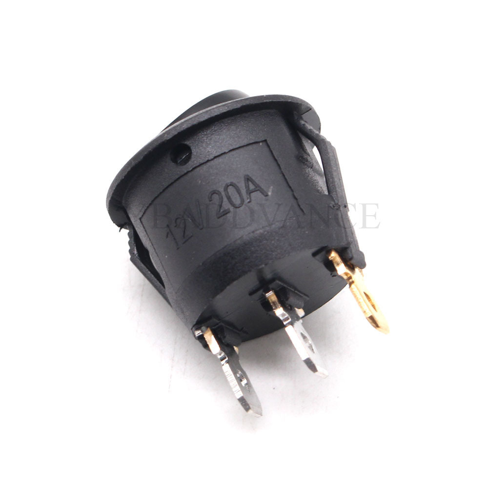 Round Rocker Switch 3 Pin OFF ON Push Button Switch 12V 24V 20A Electric Car Power Switch