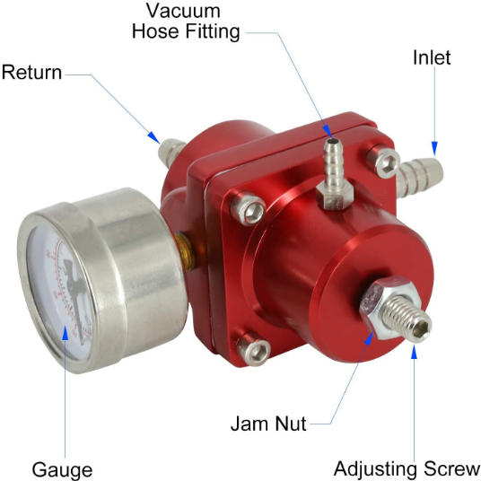 2021 Fashion Auto Adjustable Fuel Pressure Regulator Kit with Gas Hose and Psi Gauge Universal