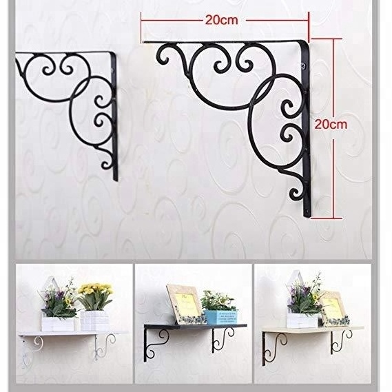 Cast Iron Wall Mounted Black Floral Shelf Brackets