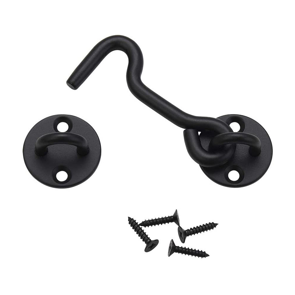 Black Privacy Hook and Eye Latch Easy Lock for Barn Door