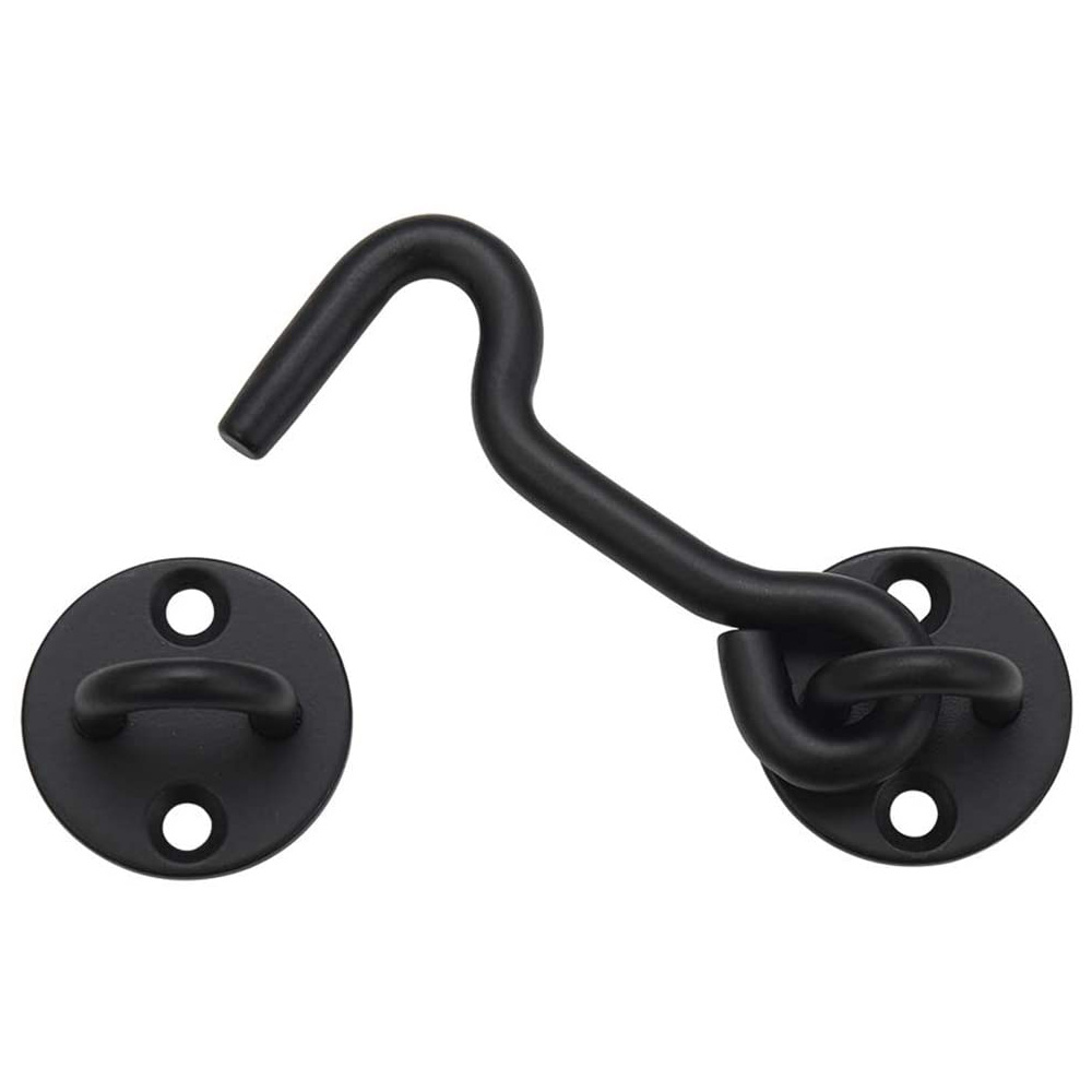 Black Privacy Hook and Eye Latch Easy Lock for Barn Door