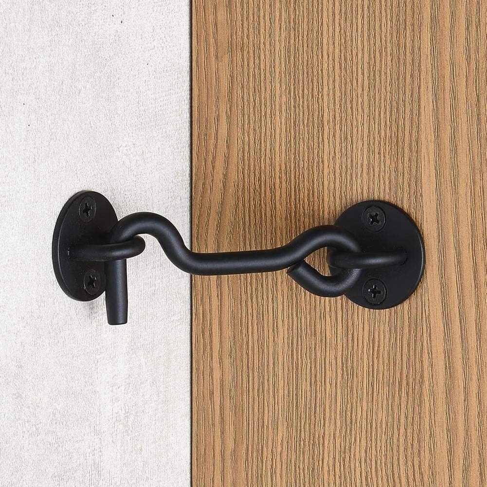 Black Privacy Hook and Eye Latch Easy Lock for Barn Door