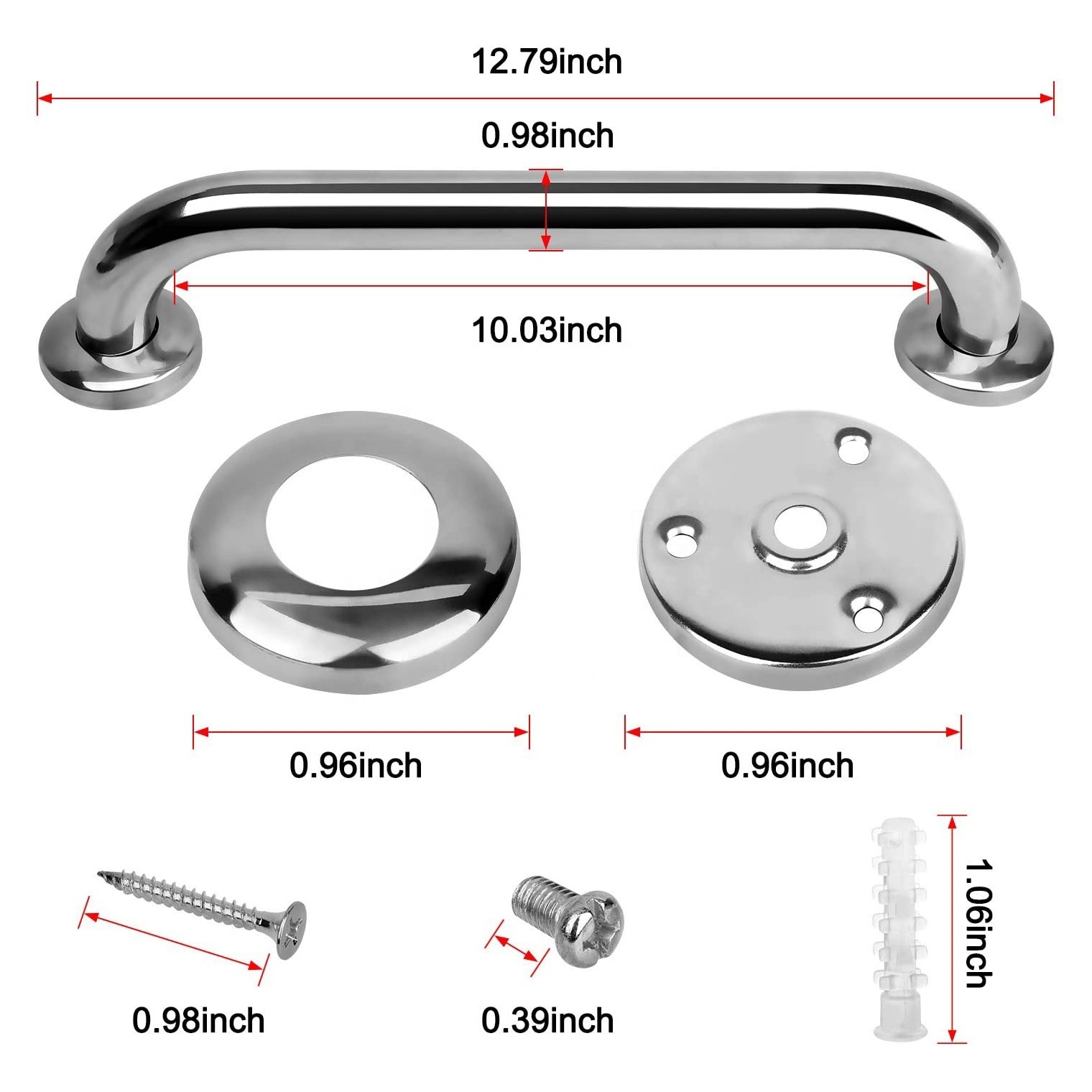 Factory Made New Design Stainless Steel Bathroom Handrail Safety Disabled Handrail Bathroom Shower Accessories Handle Grab Bar