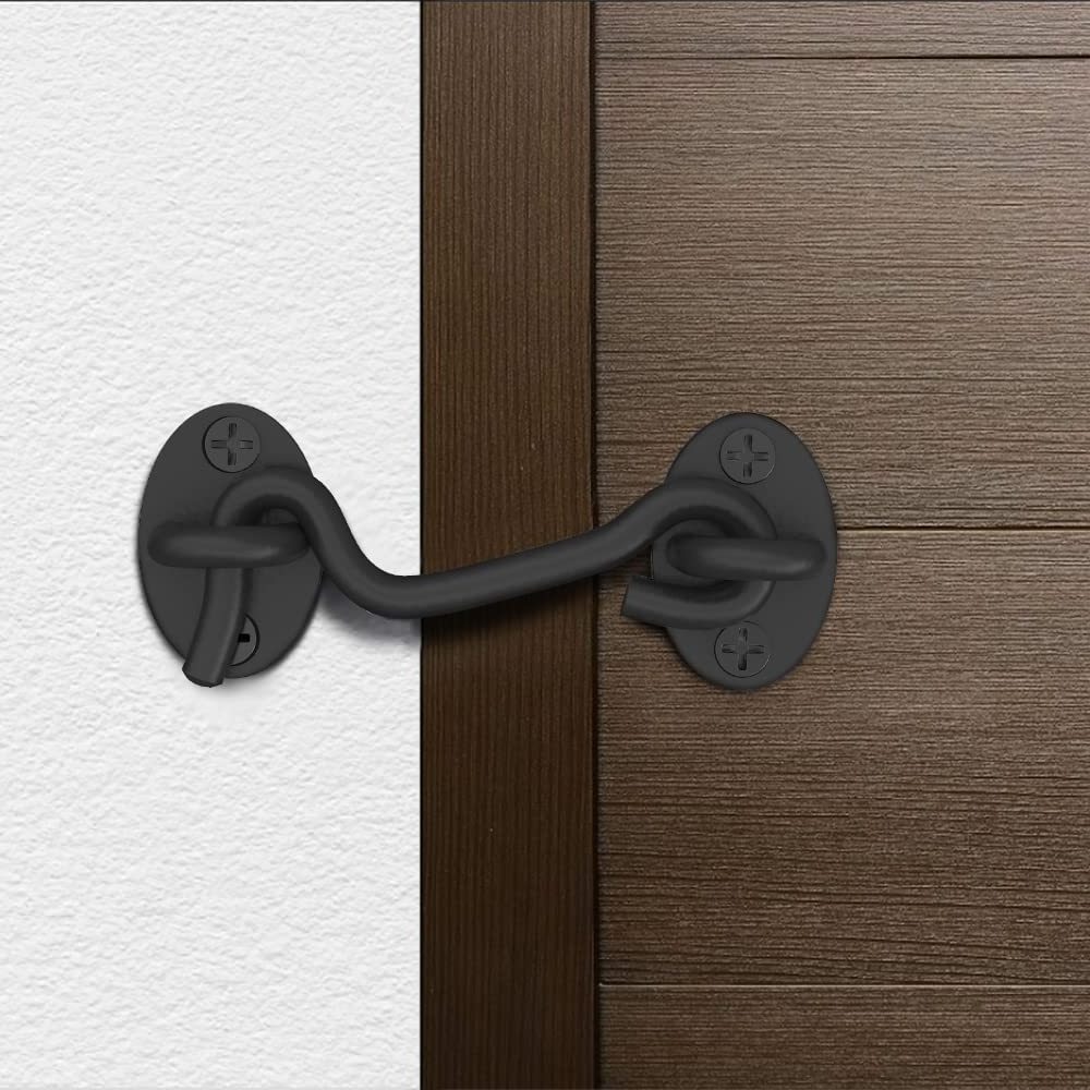 Rhetech More Security and Privacy Hook and Eye Latch Easy Lock for Sliding Barn Door,Wooden Fences,Window Barn Door Lock