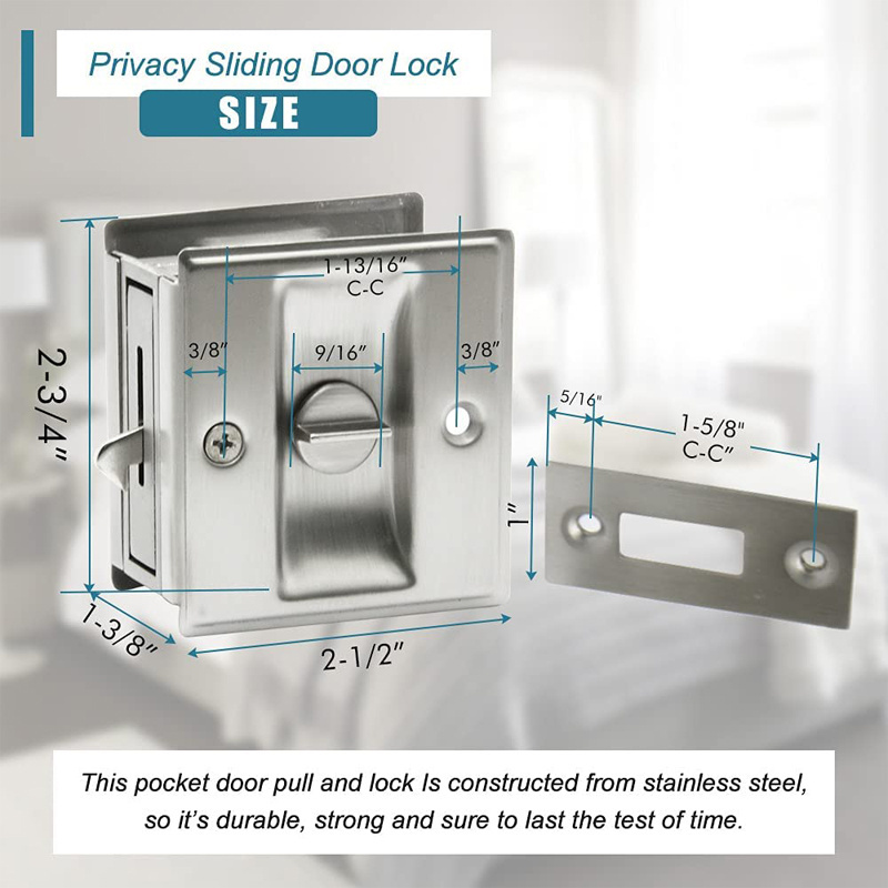 Brass Pocket door lock Hidden Hook Lock Factory Concealed Recessed Flush Invisible Pull Handle Square Sliding Door Safety Lock