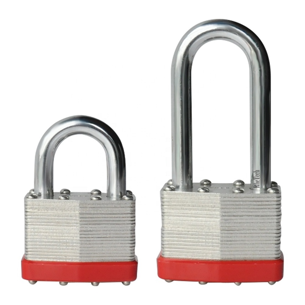 Rhetech Hot Selling Red Rubber Security Padlock Hardened Steel Long and Short Shackle Keys Pin Lock Padlocks