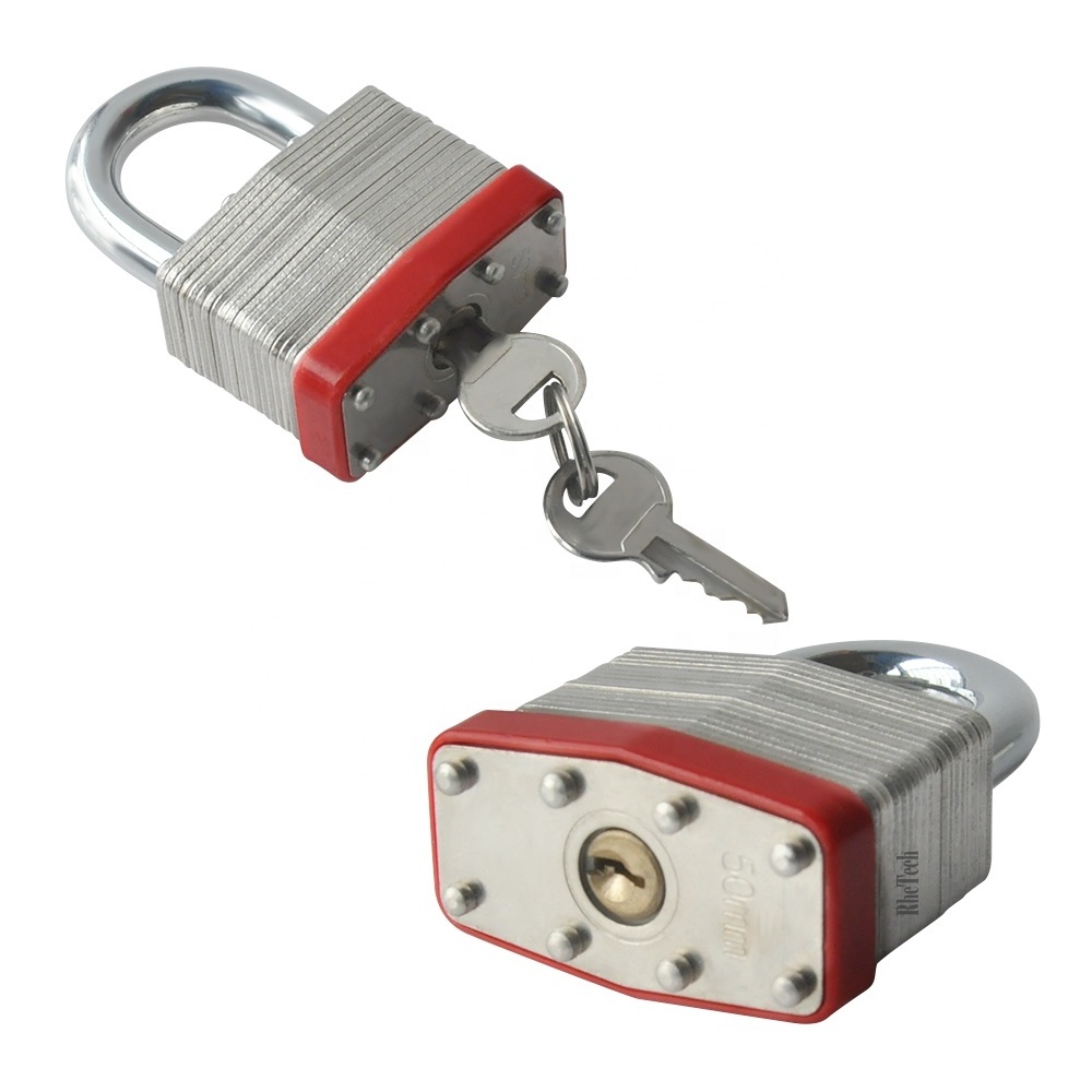 Rhetech Hot Selling Red Rubber Security Padlock Hardened Steel Long and Short Shackle Keys Pin Lock Padlocks