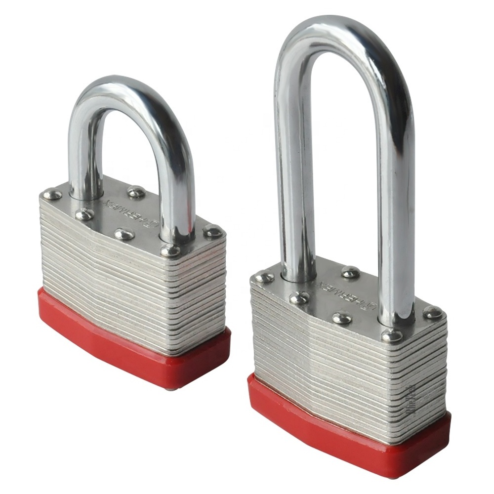 Rhetech Hot Selling Red Rubber Security Padlock Hardened Steel Long and Short Shackle Keys Pin Lock Padlocks