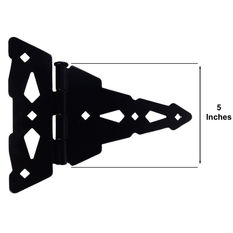 Rhetech Hot Selling Heavy Duty Decorative Door Gate Hardware Fence Gate Latch Hinges 8 Inch 10 Inch Adjustable Black Tee Hinges