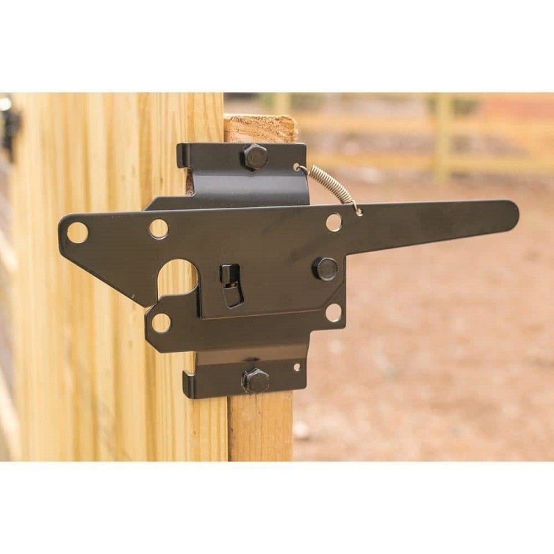 Rhetech Self-Locking Gate Latch Heavy Duty for Wooden Fence, Post Mount Automatic Gravity Lever for PVC Fence Gate Lock Hardware