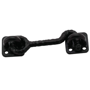 RHETECH 5.5 Inch Black Wrought Iron Shed Door Cabin Hook And Decorative Eye Latch