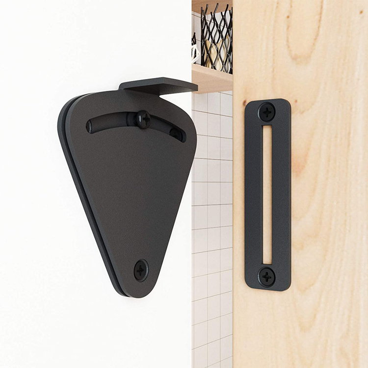 Matte Steel Black Barn Door Lock, Large Size Sliding Door Tear Drop Latch 90 Degree, Interior Privacy Lock Hardware