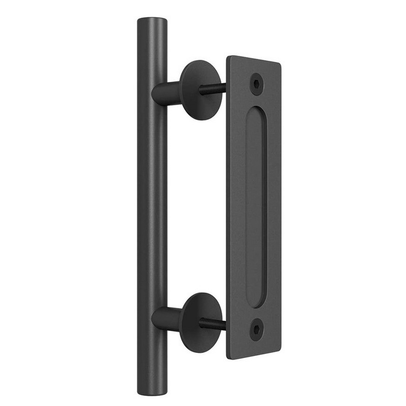 Rhetech Square Barn Door Handle Rustic Black Door Handle for Garage Gate Shed Kitchen Closet  Bifold Door Handle