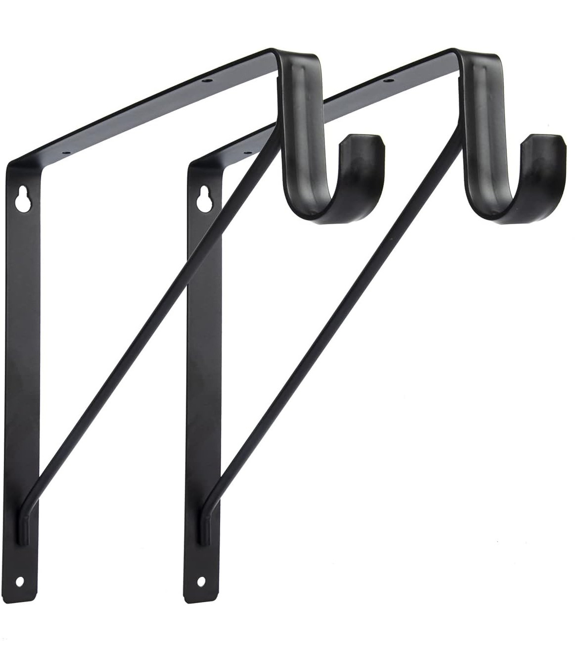 RHETECH 300Lbs Weight Capacity Heavy Duty Closet Shelf Bracket & Rod Brackets Black Closet Pole Shelves Brackets for Hanging Rod