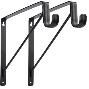 RHETECH 300Lbs Weight Capacity Heavy Duty Closet Shelf Bracket & Rod Brackets Black Closet Pole Shelves Brackets for Hanging Rod