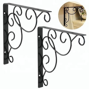 Cast Iron Wall Mounted Black Floral Shelf Brackets