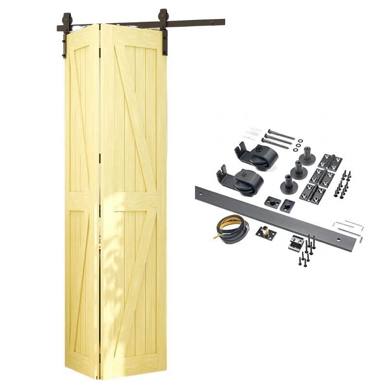 RHETECH Standard Double Single Bi-Fold Sliding Barn Door Track and Hardware Kit Bi-folding Barn Sliding Door Hardware Track Kit