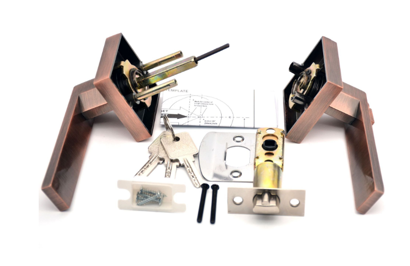 Hot Sale European Style Reversible Privacy Bed Bath Rose Gold Finished Keyed Leverset Lockset Lever Door Handle Lock