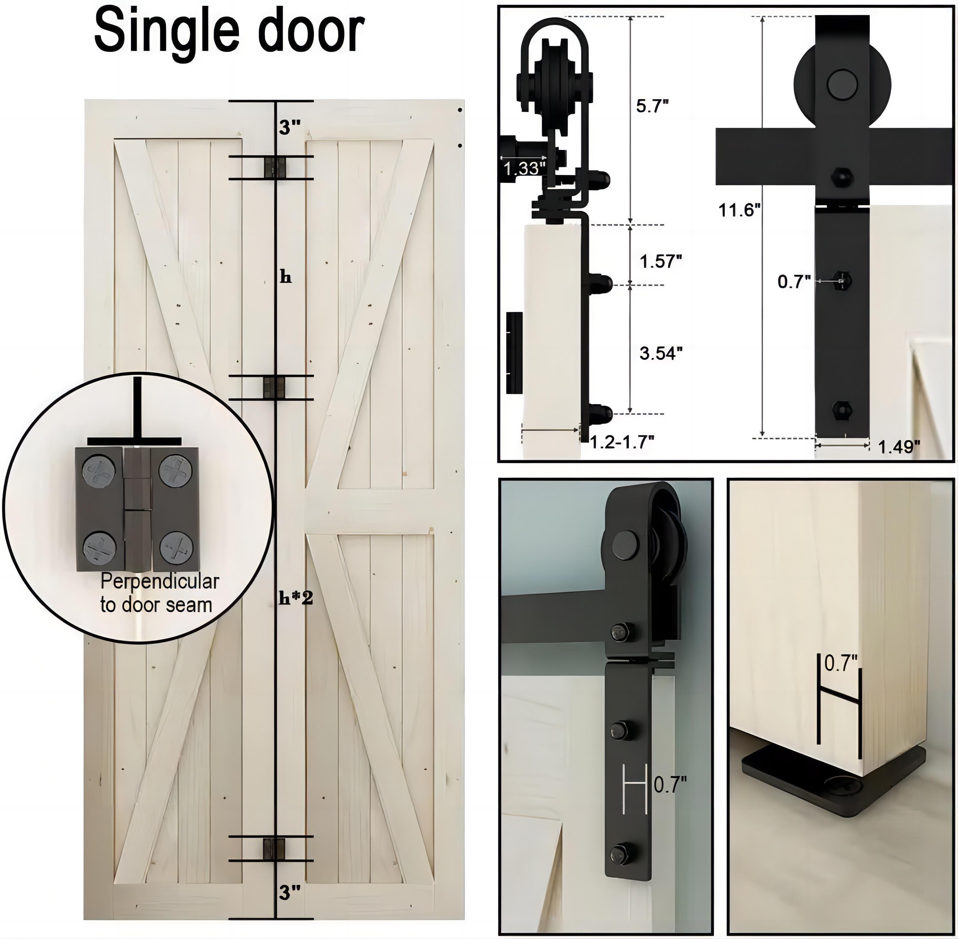 RHETECH Standard Double Single Bi-Fold Sliding Barn Door Track and Hardware Kit Bi-folding Barn Sliding Door Hardware Track Kit