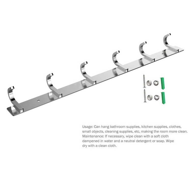 Wall Coat Rack Coat Hooks Wall Mounted Stainless Steel Hook Rack for Clothes