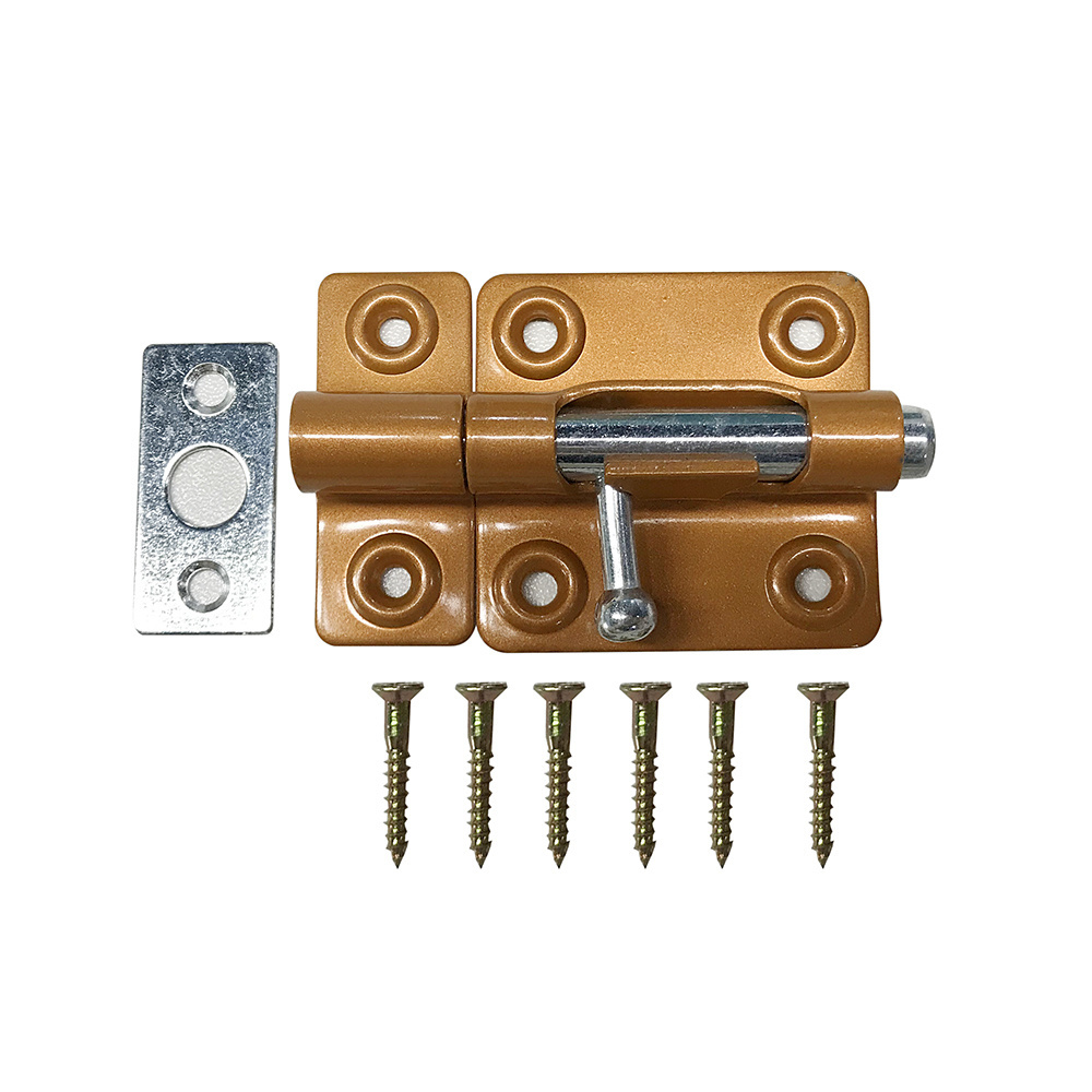 Door Security Slide Latch Lock Barrel Bolt with Solid Heavy Duty Gold Painting Finish Steel Door Bolt Latch