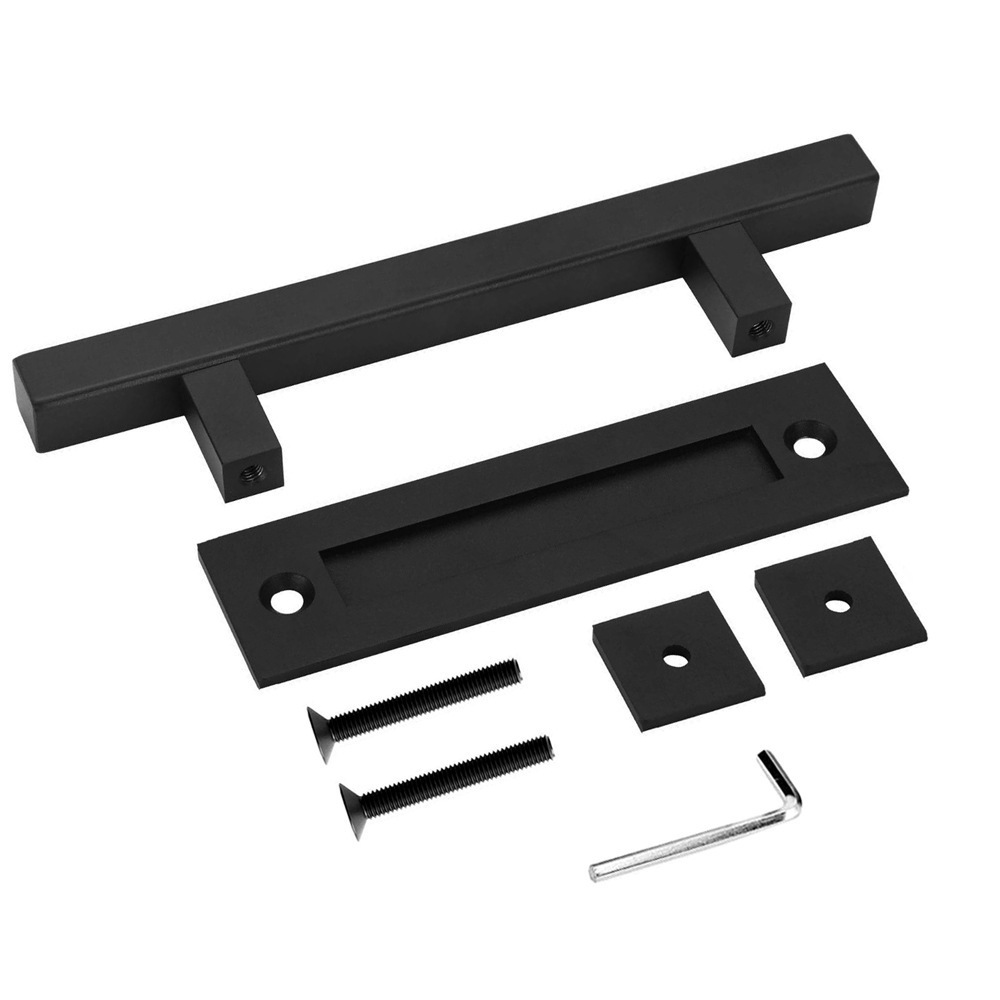 Cheaper Door Handle 12 Inch Matte Black Sliding Wooden Barn Door Handle Pull Set