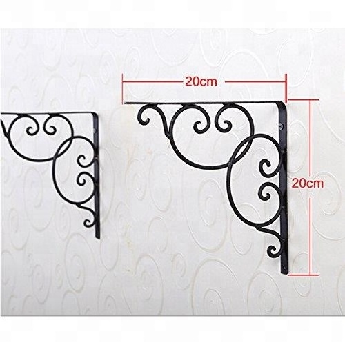 Cast Iron Wall Mounted Black Floral Shelf Brackets