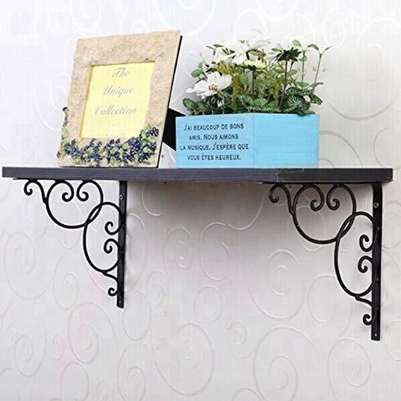 Cast Iron Wall Mounted Black Floral Shelf Brackets