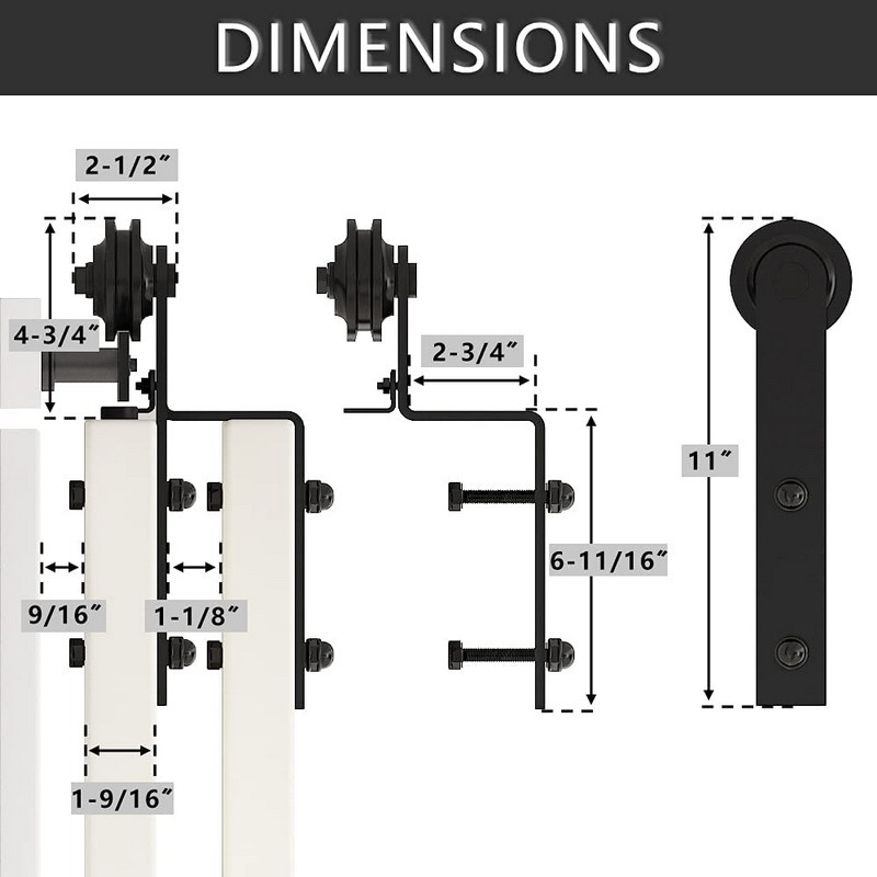 Rhetech Recessed Barn Door Bottom Double Door Exterior Interior Single Track Bypass Industrial Sliding Barn Door Hardware Kits