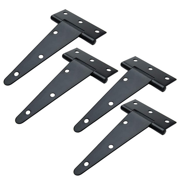 Black Tee Hinges Wrought Hardware Iron Rustproof T-Strap Shed Hinge Gate Strap Heavy Duty Door Barn Gates T Hinges