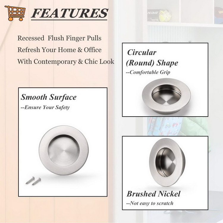 Rhetech Round Flush Pull Handles Recessed Finger Flush Pulls Sliding Door Finger Pulls Pocket Door Handles