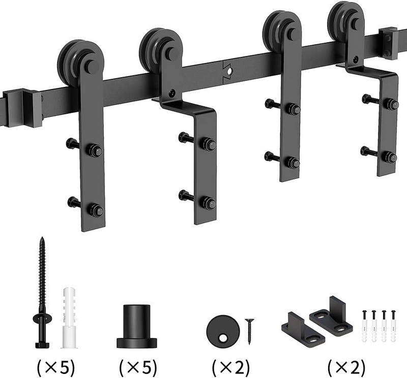 Rhetech Recessed Barn Door Bottom Double Door Exterior Interior Single Track Bypass Industrial Sliding Barn Door Hardware Kits