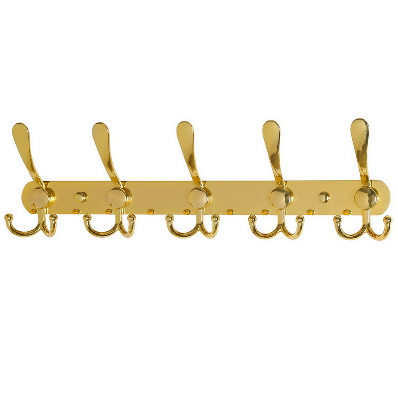 Golden Coat Rack Heavy Duty Wall Mounted Hat Towel Purse Robes Mudroom Bathroom Entryway Stainless Steel Metal Row Hooks