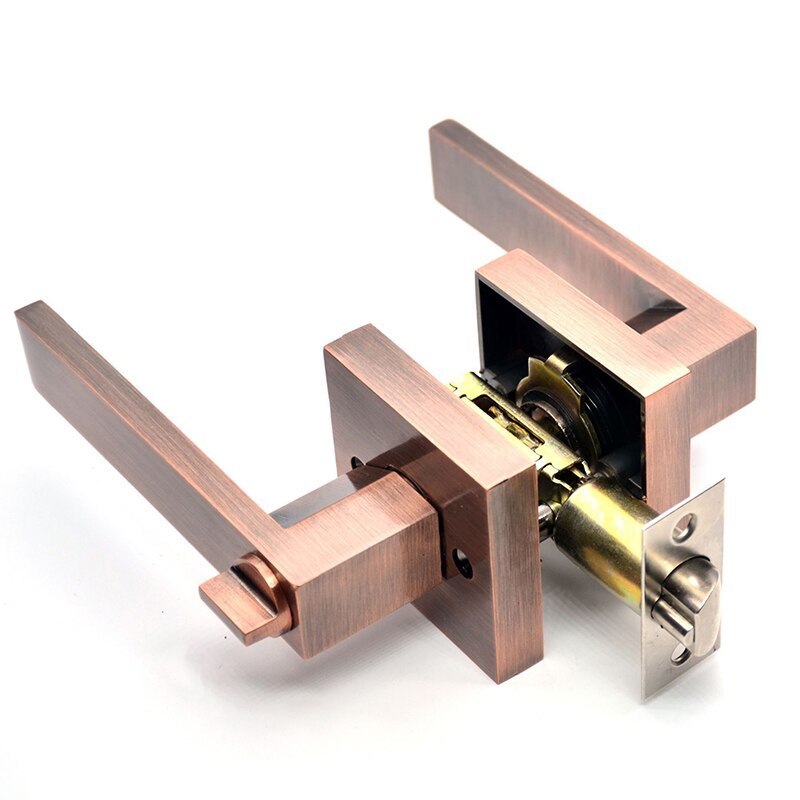 Hot Sale European Style Reversible Privacy Bed Bath Rose Gold Finished Keyed Leverset Lockset Lever Door Handle Lock