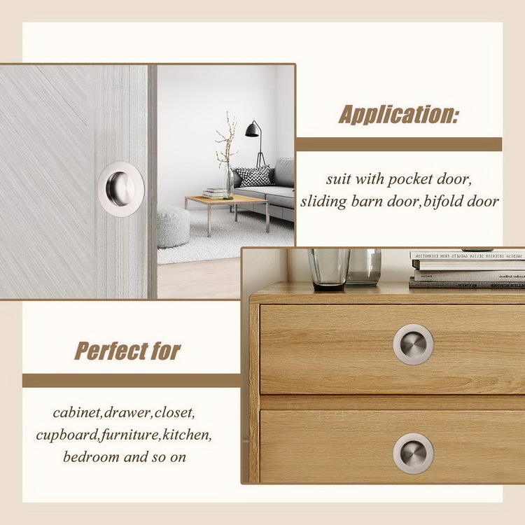 Rhetech Round Flush Pull Handles Recessed Finger Flush Pulls Sliding Door Finger Pulls Pocket Door Handles