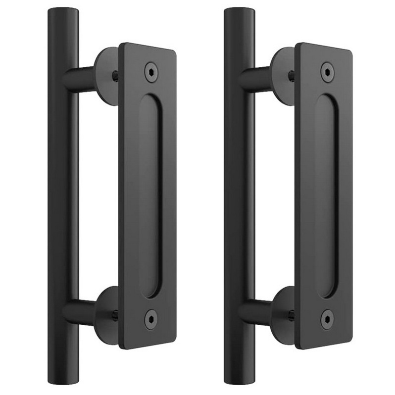 Rhetech Square Barn Door Handle Rustic Black Door Handle for Garage Gate Shed Kitchen Closet  Bifold Door Handle