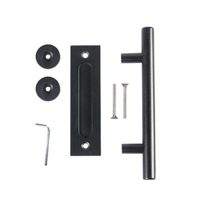 Cheaper Door Handle 12 Inch Matte Black Sliding Wooden Barn Door Handle Pull Set