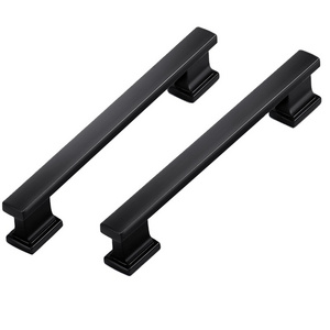 Rhetech Customized Modern Vintage Solid Brass Material Square Matte Black Cabinet Handle  Kitchen Cupboard Drawer Pull Handles