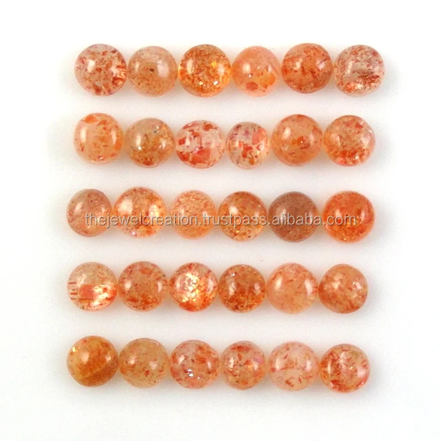 6mm Natural Sunstone Round Flatback Semi Precious Cabochons Loose Wholesale Price Stones for Jewelry Making