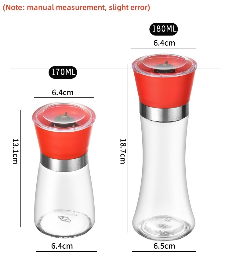 Best price manual disposable spice salt pepper mill wholesale glass plastic refillable spice salt pepper grinder