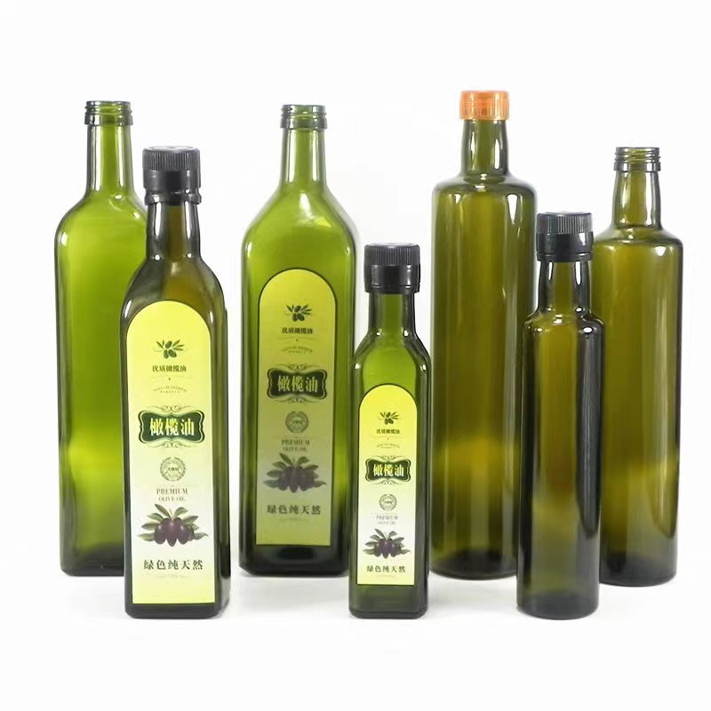 00ml 250ml 500ml 750ml 1000ml Glass Amber Olive Oil Bottles Round and Square Shape Cooking Oil Bottles Wholesale