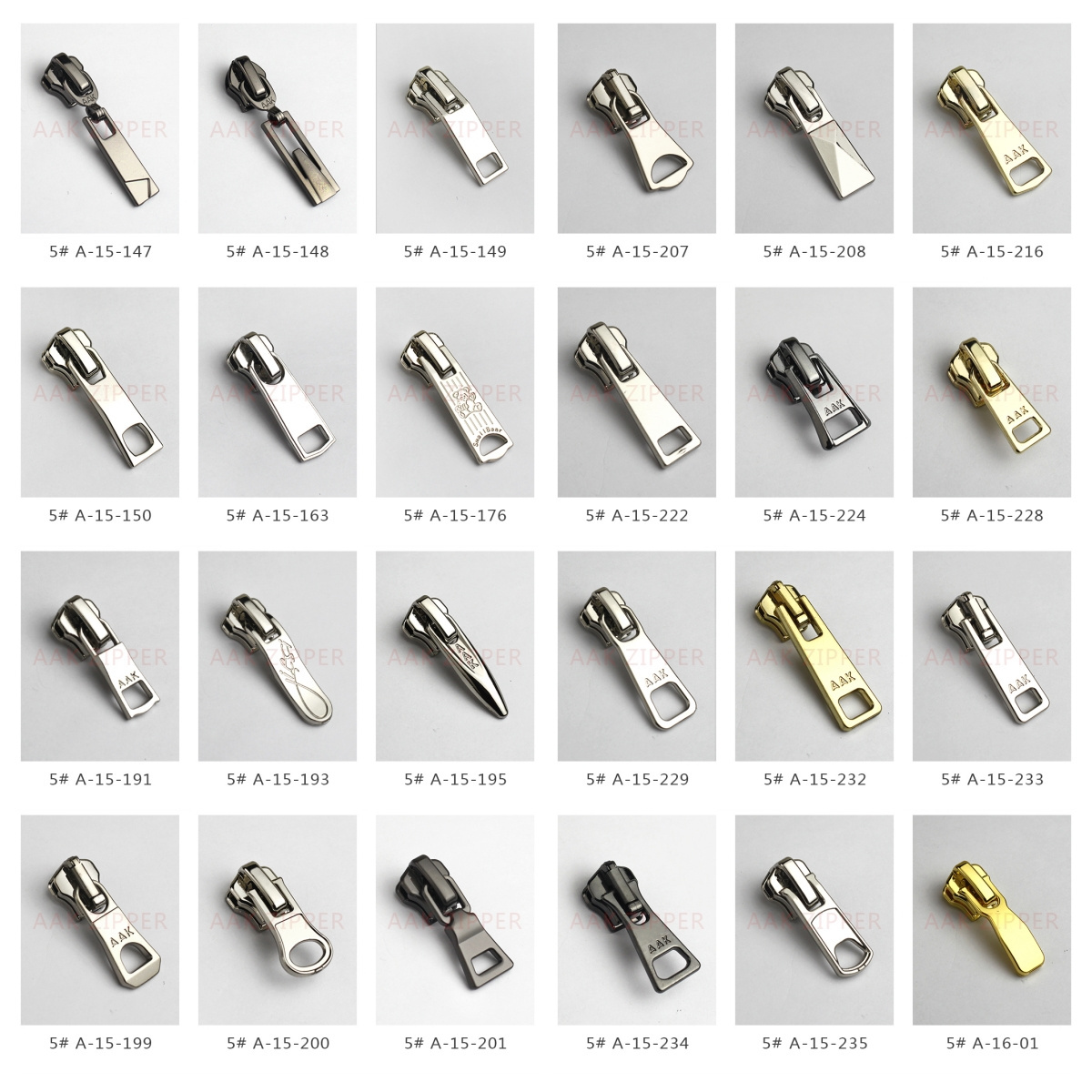 Multiple Styles Zipper Pull Tabs Wholesale Zipper Slider For Bag Garment 3 5 8 Custom Logo Zipper Head Metal Slider Puller