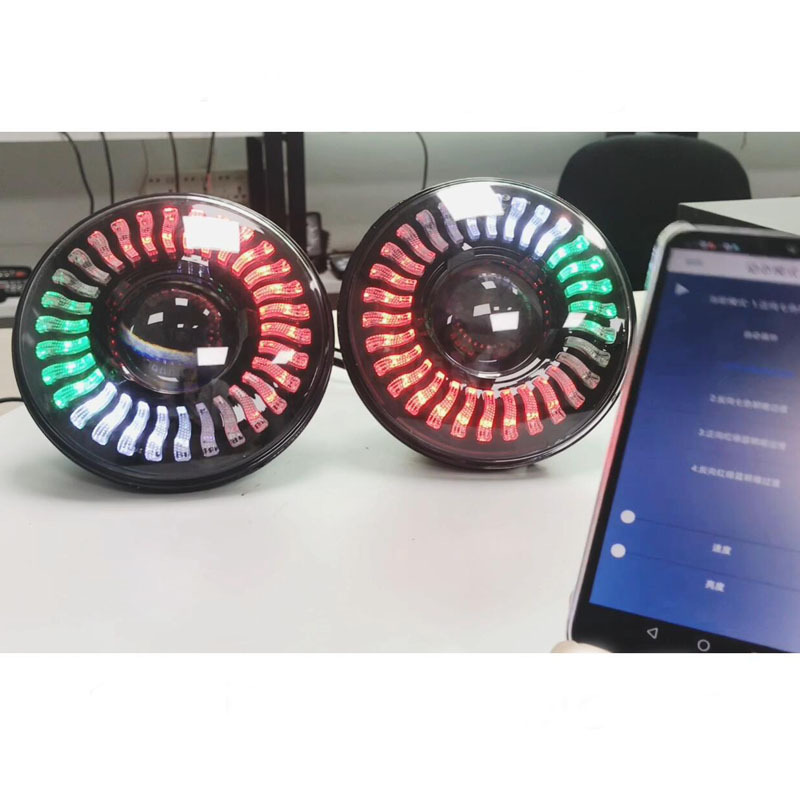 7 inch 50W App Control 50W RGB Round 12V With halo Laser LED Headlight for Jeep