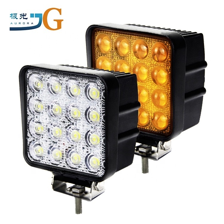 4 inch Aurora 12v 24v 12 24 volt 16leds 16led Square Tractor 48W LED Work Light